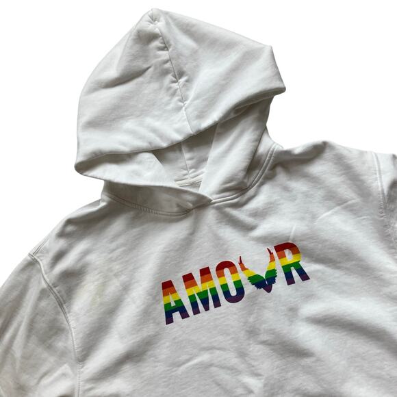 Zadig & Voltaire Sanchi Amour Wings Logo Hoodie Size XL White Rainbow - Picture 2 of 7